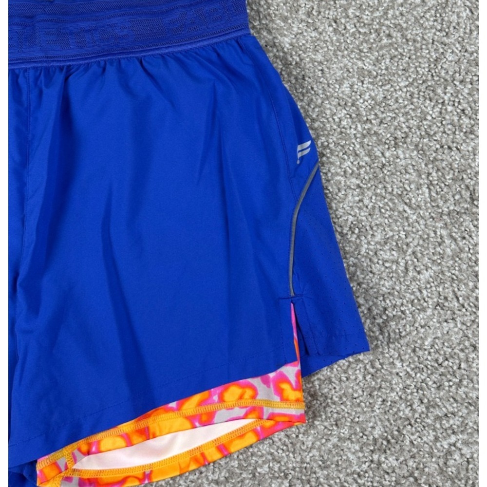 Fabletics Perforated Run Shorts Womens Medium Purple Lined Gym Workout 2" Inseam - Picture 2 of 8
